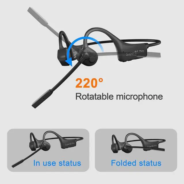 Alt view image 2 of 6 - Bone Conduction Headphones Bluetooth with mic Open Ear Wireless Headphones Noise canceling Computer headsets with mic for Clear Hand Free Calls multipoint Connection Fast Charging