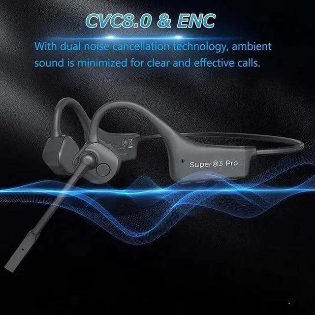 Alt view image 3 of 6 - Bone Conduction Headphones Bluetooth with mic Open Ear Wireless Headphones Noise canceling Computer headsets with mic for Clear Hand Free Calls multipoint Connection Fast Charging