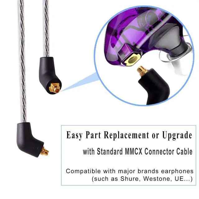 Alt view image 4 of 6 - Bsinger+PRO in Ear Monitor for Musicians with MMCX Replaceable Cables; Noise-Isolating and Universal-Fit (Purple)