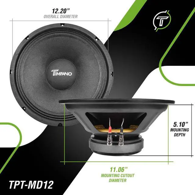 Alt view image 4 of 6 - 12 Inch Midbass Speaker TPT-MD12 800 Watts, 8 Ohm, Mid Bass Loudspeaker for Pro Car Audio (Single)