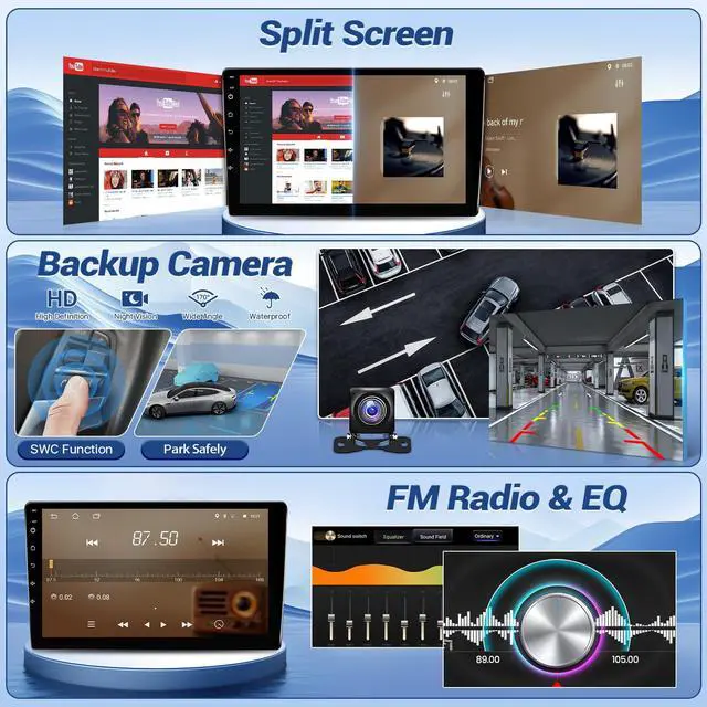 Alt view image 5 of 6 - 8Core Android Car Radio for Toyota Corolla 2009 2010 2011 2012 2013 | (Not Fit J.B.L) 2G+32G 9inch IPS Screen for Corolla Stereo with CarPlay,Android Auto,Bluetooth,FM,GPS,WiFi,SWC,Camera
