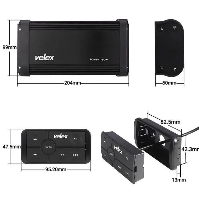 Alt view image 5 of 6 - Water Resistant Bluetooth Marine 4 Channel Class A/B Amplifier Media Stereo on Boats UTV ATV Golf Carts and Cars