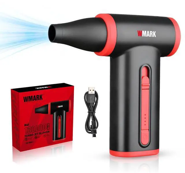 Main image of Compressed Air Duster Rechargeable Cordless Handheld Mini Blower | 130000 RPM Brushless Motor Stepless Control, 33m/s Wind Speed-Electric Air Duster for PC, Keyboard, Home, Car NG-TB001(Black)