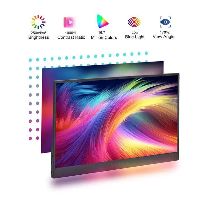 Alt view image 2 of 6 - 15.6 Inch Portable Monitor Touchscreen with Stand, Portable Travel Monitor 1080P IPS/HDR Laptop Screen Extender for Gaming and Computer Display, Compatible with Laptop PC Phone PS4/PS5 Switch