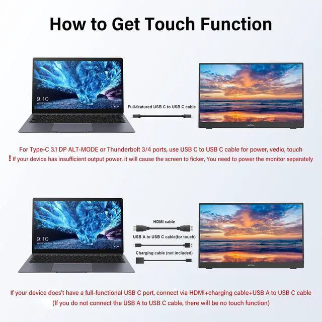 Alt view image 5 of 6 - 15.6 Inch Portable Monitor Touchscreen with Stand, Portable Travel Monitor 1080P IPS/HDR Laptop Screen Extender for Gaming and Computer Display, Compatible with Laptop PC Phone PS4/PS5 Switch