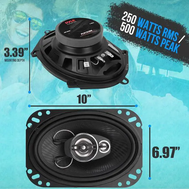 Alt view image 2 of 6 - 4 Way 6x9 Inch 500 Watt Quadriaxial Loud Pro Audio Universal Quick Replacement Component Sound Speaker with Non-Fatiguing Butyl Rubber (Set of 2)