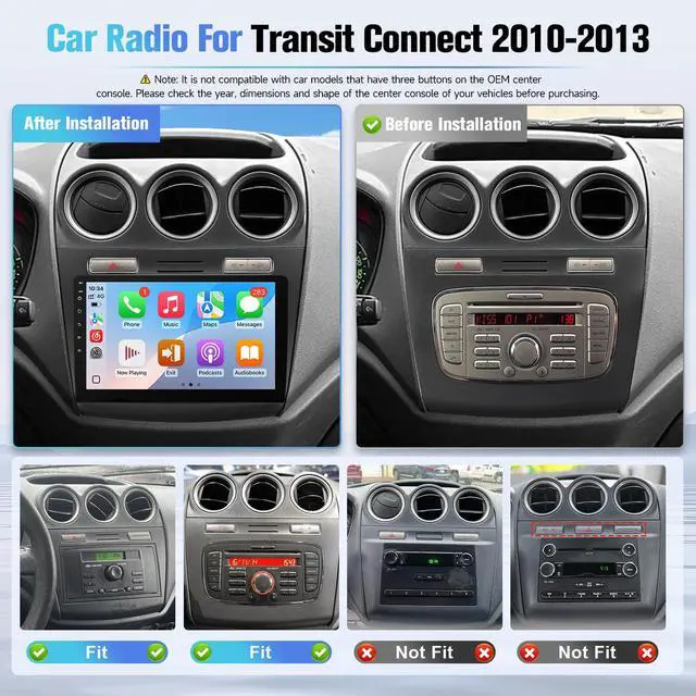 Alt view image 2 of 6 - 8Core 4G+64G Android13 Car Stereo for Ford Transit Connect 2010-2013 | 10.1" IPS Touchscreen for Transit Head Unit with Wireless Carplay, Android Auto, Bluetooth, FM, WIFI, GPS, SWC, MirrorLink