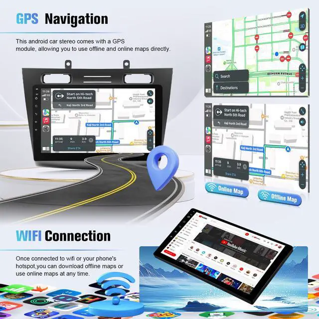 Alt view image 4 of 6 - 8Core 4G+64G Android13 Car Stereo for Ford Transit Connect 2010-2013 | 10.1" IPS Touchscreen for Transit Head Unit with Wireless Carplay, Android Auto, Bluetooth, FM, WIFI, GPS, SWC, MirrorLink