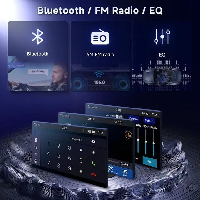 Alt view image 3 of 6 - 7 inch Single Din Touch Screen Car Stereo Flip Out Wireless CarPlay Android Auto, 1 Din Car Radio with Bluetooth with RDS AM FM Radio Car Audio Receiver Mirror Link,Type-C/USB/AUX+ Backup Cam