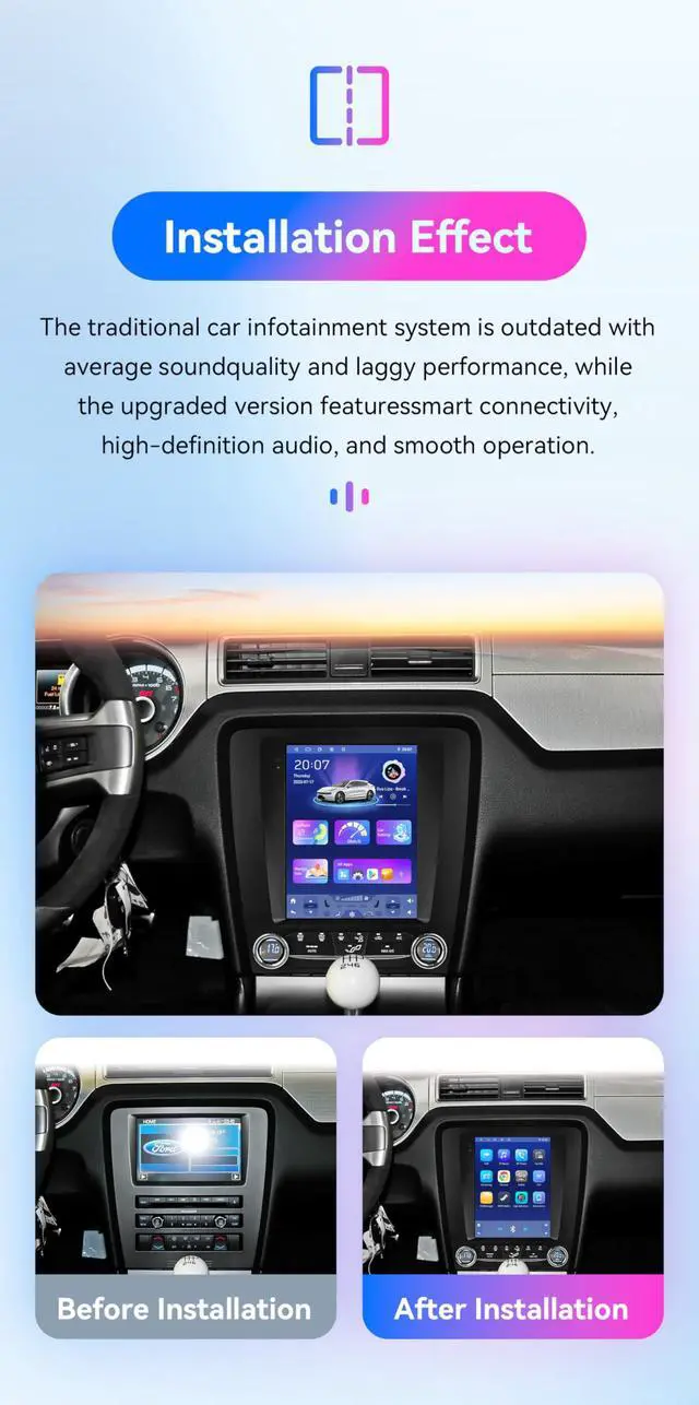 Alt view image 2 of 6 - Android 14 Stereo Car Radio for Ford Mustang (2010-2014), 8Core 4G+64G GPS Navigation with 9.7 inch QLED Touchscreen via Carplay Android Auto SWC Bluetooth 5.4 EQ USB TPMS