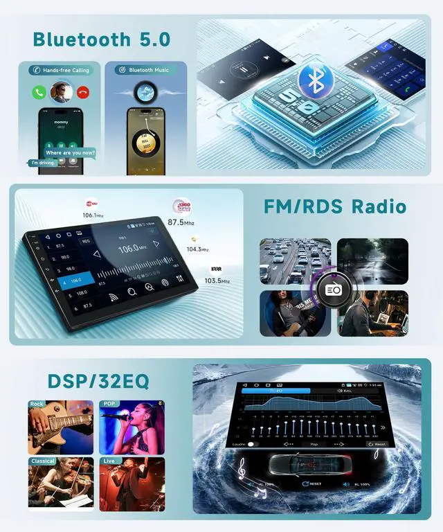 Alt view image 5 of 6 - 4Core 4+64G Radio for Chevy Silverado GMC Yukon Tahoe Suburban 2007-2013 Stereo Upgrade with DSP Wireless Carplay/Android Auto,9" IPS Touchscreen Radio BT FM/RDS SWC Backup Cam(Not Support JBL/Bose)