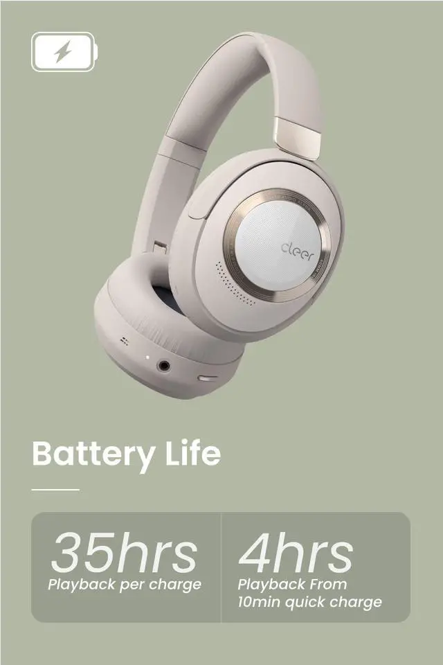 Alt view image 2 of 6 - Audio Alpha Active Noise Canceling Headphones, Stone | Adaptive, Bluetooth, Dual-Microphone, Touch Controls, 35 Hr Battery Life, Multipoint Connection, Dirac Spatial Audio