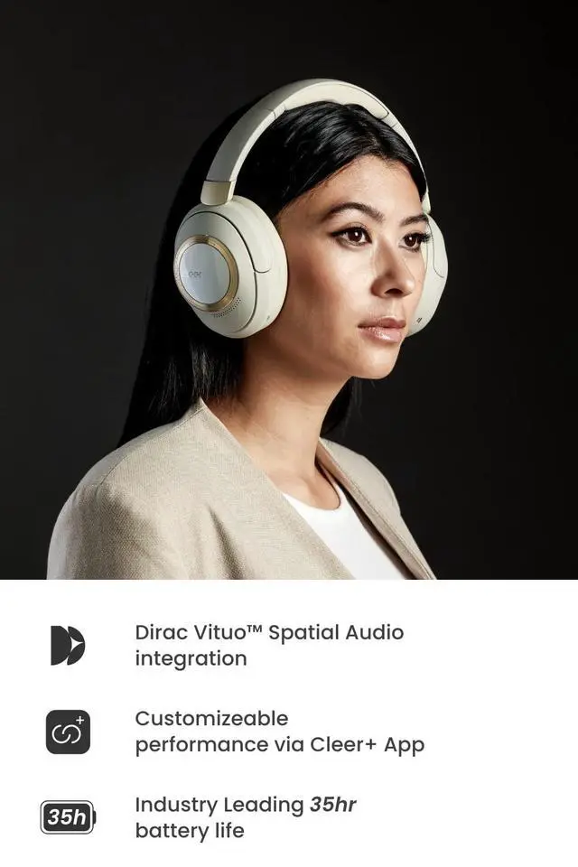 Alt view image 5 of 6 - Audio Alpha Active Noise Canceling Headphones, Stone | Adaptive, Bluetooth, Dual-Microphone, Touch Controls, 35 Hr Battery Life, Multipoint Connection, Dirac Spatial Audio
