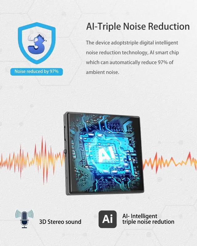 Alt view image 6 of 6 - 128GB Magnetic Voice Recorder, Mini Voice Activated Audio Recorder with AI Noise Reduction, 90-Day Standby, 9000 Hours Recording Storage, Portable for Android & iOS