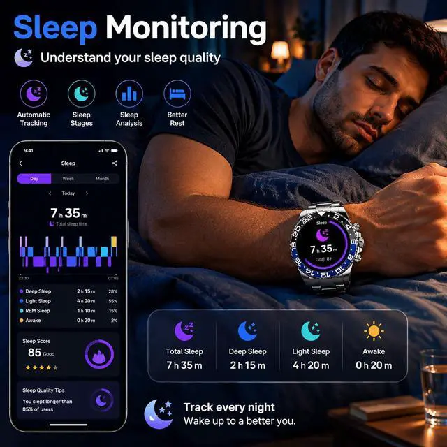Alt view image 3 of 6 - Smart Watch for Android Phones Answer Make Calls SMS Reminder Smartwatch Compatible iPhone Bluetooth Stainless Steel Fitness Watch Men Smart Watches for Men Reloj Inteligente