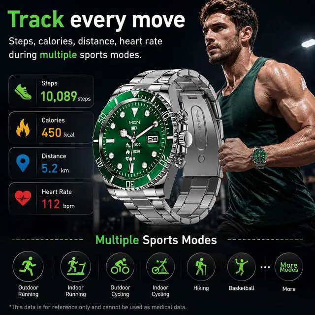 Alt view image 4 of 6 - Smart Watch for Android Phones Answer Make Calls SMS Reminder Smartwatch Compatible iPhone Bluetooth Stainless Steel Fitness Watch Men Smart Watches for Men Reloj Inteligente