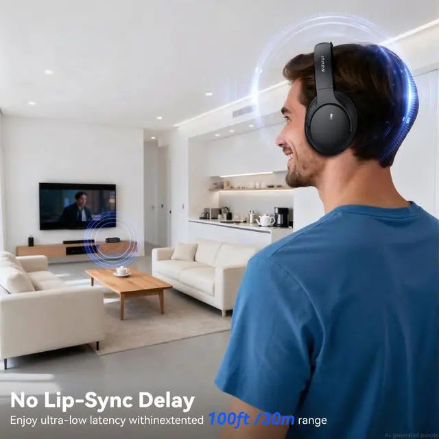 Alt view image 4 of 6 - Wireless Headphones for TV Watching, 65H TV Headphones Wireless for Seniors | with Charging Base, No Delay Bluetooth Headphones for TV for listening seniors, HiFi Stereo Sound, Gifts for Parents/Elder