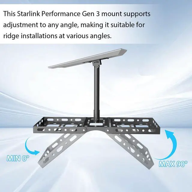 Alt view image 4 of 6 - Starlink Performance Gen 3 Roof Ridge Mount, Adjustable Starlink Pole Mount | Starlink Mounting Kit Performance Gen 3 with Stainless Steel Pipe Adapter for Extreme Climates, No-Drill, Heavy Duty