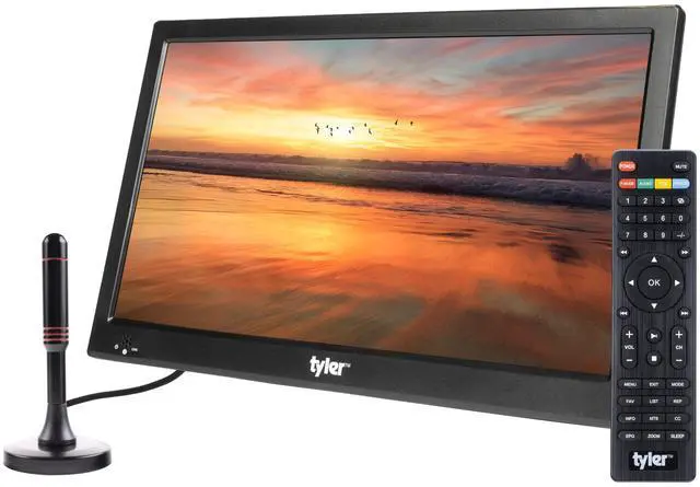 Main image of 16" Portable TV LCD Monitor Battery Powered Wireless Capability HD-TV, HDMI, USB, RCA, AC/DC, FM Radio, Car Charger, Remote Control, Built in Stand Small Mini for Car & Traveling