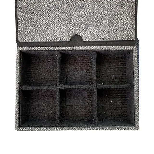 Alt view image 3 of 6 - Multi Carrying Case for 6 Earphones or 1 Music Player + 4 IEM Earphones, Handmade Italy PU Leather Hard Cover Storage Box (Multi Carrying Case-Black)