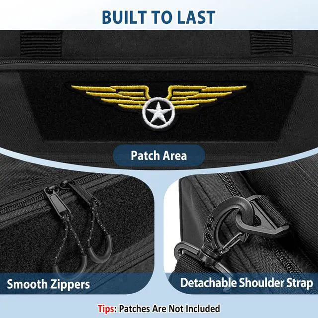 Alt view image 4 of 6 - Pilot Bag, Flight Bag for Aviation Headset, Kneeboard, Logbook | Aviation Headset Bag with Padded Laptop Sleeve, Customize Compartment, Three Ways to Carry, Patch Area (No Included Patches)