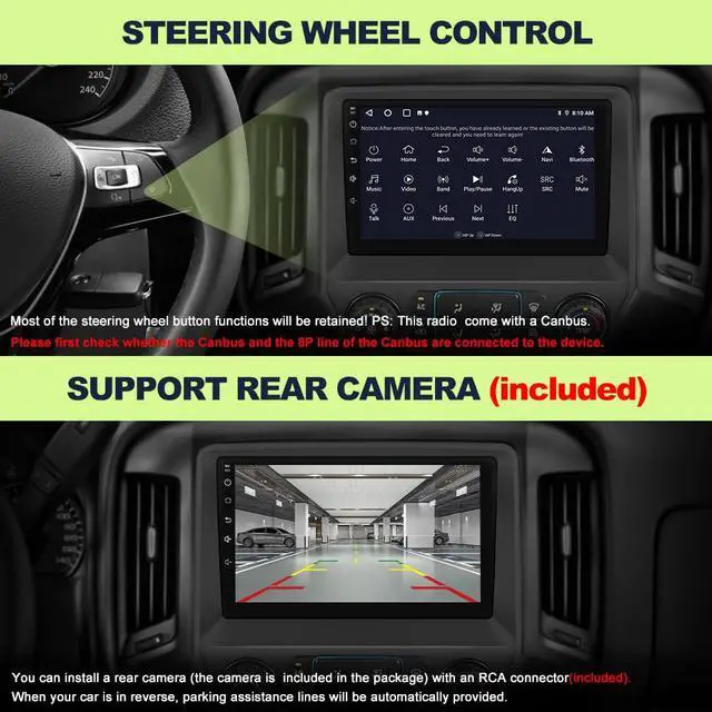 Alt view image 3 of 6 - Car Radio for Chevrolet Chevy Silverado Sierra 2014 2015 2016 2017 2018, 10.1 Inch with CarPlay Android Auto, Bluetooth 5.0, GPS Navigation, DSP, FM, AM, Rear Camera Support