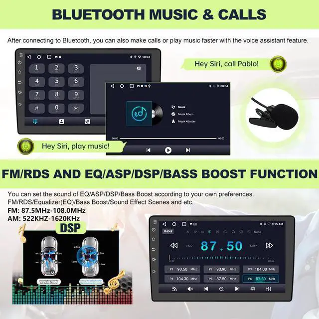 Alt view image 4 of 6 - Car Radio for Chevrolet Chevy Silverado Sierra 2014 2015 2016 2017 2018, 10.1 Inch with CarPlay Android Auto, Bluetooth 5.0, GPS Navigation, DSP, FM, AM, Rear Camera Support