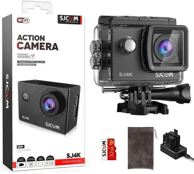 Main image of SJ4000 Pro-Grade 4K Action Camera, 40MP 3-Axis EIS Stabilization Motorcycle Sport Camera, 170°FOV Waterproof Camera Underwater, 5X Zoom, Dual Batteries, 32G SD Card and Helmet Accessory Kit