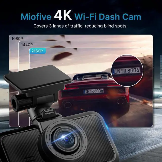 Alt view image 2 of 6 - S1 E 4K Dash Cam Front - 2160P UHD Car Dashboard Camera with 3" IPS | Built-in WiFi, GPS Tracking, Smart App Control, WDR Night Vision, 24H Parking Monitor, Emergency G-Sensor, Loop Recording
