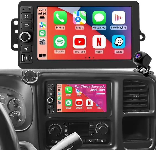 Main image of Upgrade Radio for Chevrolet Chevy Silverado 1500/2500/3500 2003-2006,GMC Sierra 2003-2006, Envoy 2002-2009, Avalanche Yukon 7 Inch Touchscreen Car Stereo CarPlay Android Auto GPS Backup Camera FM WiFi