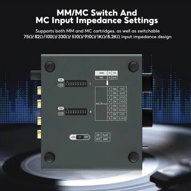 Alt view image 4 of 6 - T3 PRO MM/MC Phono Preamp | RIAA Equalization for Turntable | Professional Phonograph Preamplifier With 39dB Gain,Volume Adjust for Vinyl Record Player/Home Stereo Amplifier/Speaker