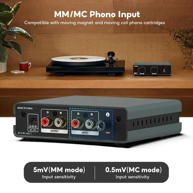 Alt view image 5 of 6 - T3 PRO MM/MC Phono Preamp | RIAA Equalization for Turntable | Professional Phonograph Preamplifier With 39dB Gain,Volume Adjust for Vinyl Record Player/Home Stereo Amplifier/Speaker