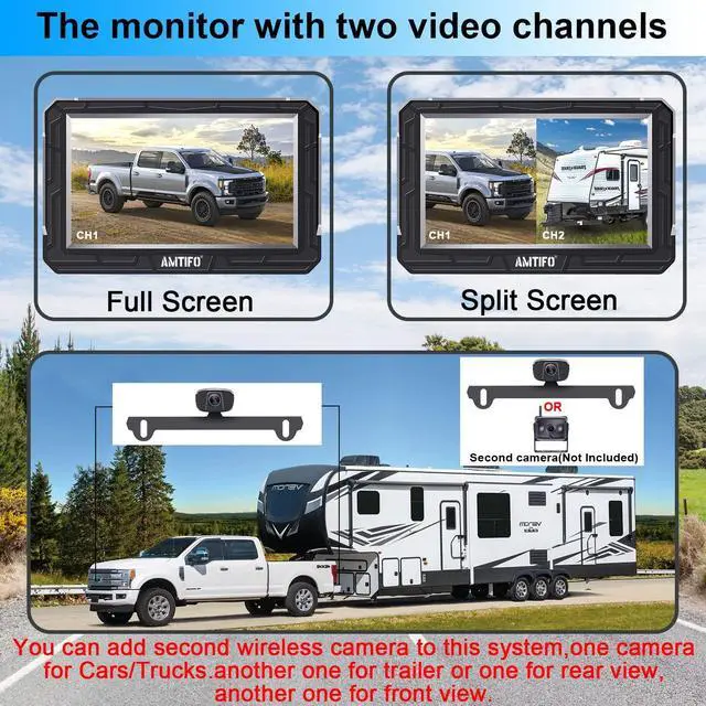 Alt view image 3 of 6 - Wireless Backup Camera Truck Hitch Trailer - Easy Install Digital Stable Signal HD 1080P Car Rear View Camera with 4.3 Inch Monitor System - A18