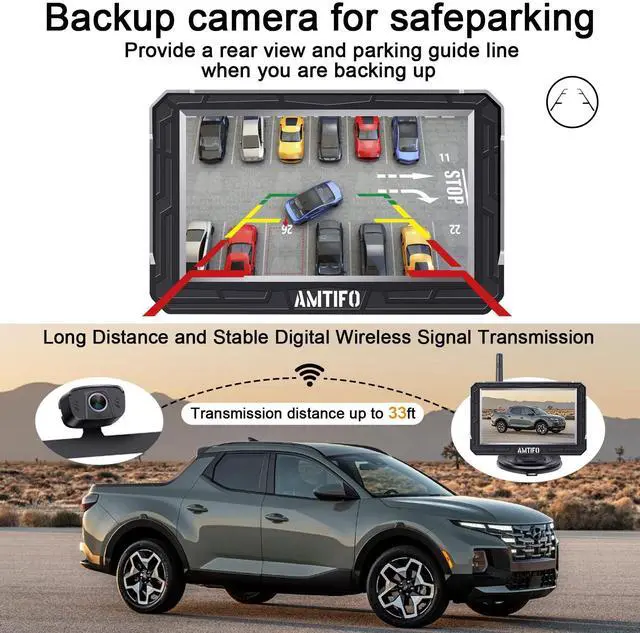 Alt view image 4 of 6 - Wireless Backup Camera Truck Hitch Trailer - Easy Install Digital Stable Signal HD 1080P Car Rear View Camera with 4.3 Inch Monitor System - A18