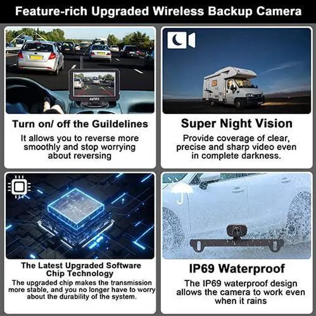 Alt view image 5 of 6 - Wireless Backup Camera Truck Hitch Trailer - Easy Install Digital Stable Signal HD 1080P Car Rear View Camera with 4.3 Inch Monitor System - A18