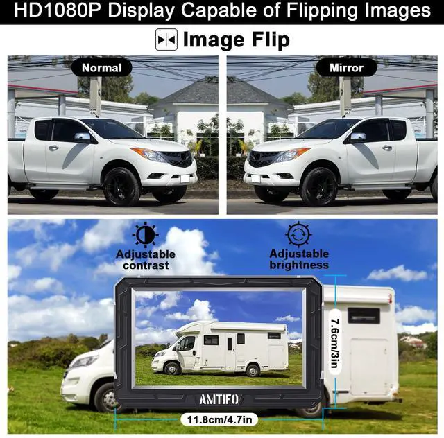 Alt view image 6 of 6 - Wireless Backup Camera Truck Hitch Trailer - Easy Install Digital Stable Signal HD 1080P Car Rear View Camera with 4.3 Inch Monitor System - A18