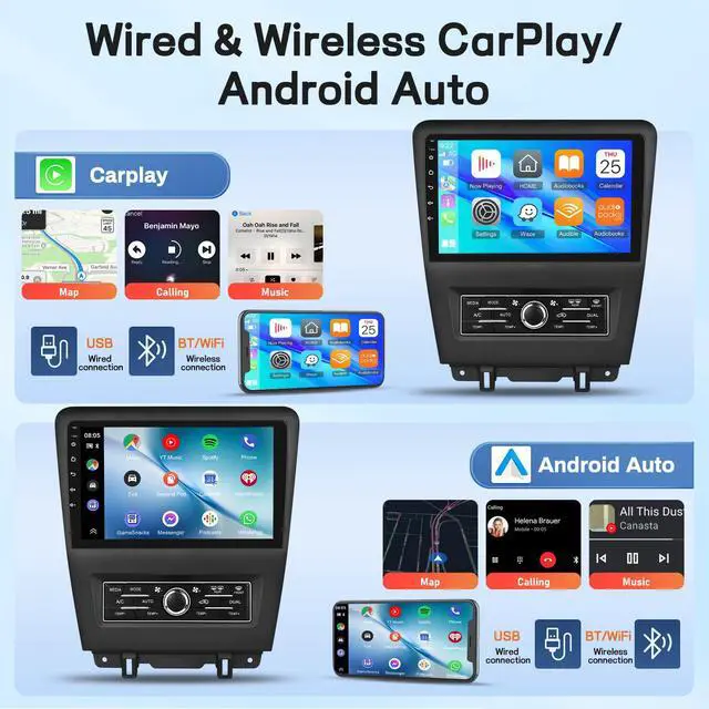 Alt view image 5 of 6 - 2G+64G Car Stereo for Ford Mustang 2010-2014 | with 10.1 inch Touchscreen Radio with Wireless Carplay/Android Auto/GPS/Bluetooth/FM/RDS/SWC/Backup Camera