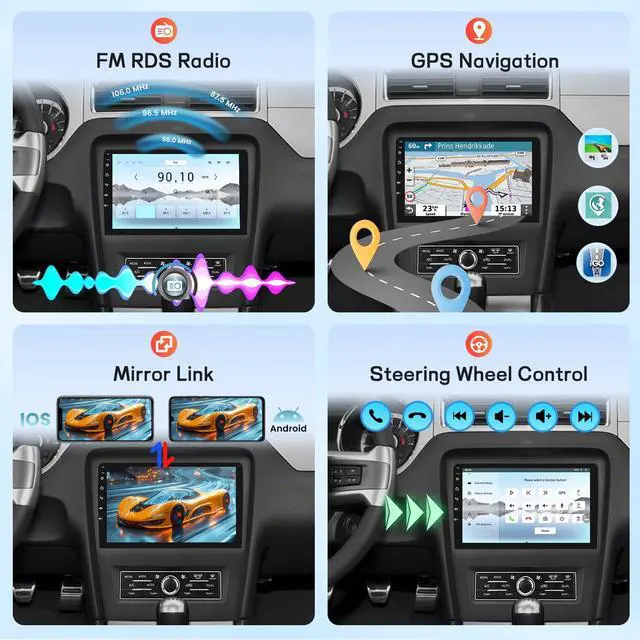 Alt view image 6 of 6 - 2G+64G Car Stereo for Ford Mustang 2010-2014 | with 10.1 inch Touchscreen Radio with Wireless Carplay/Android Auto/GPS/Bluetooth/FM/RDS/SWC/Backup Camera