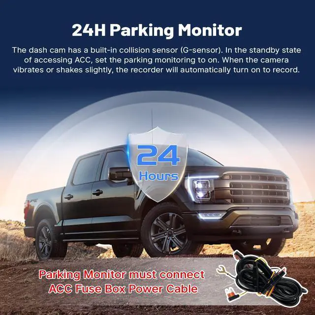 Alt view image 5 of 6 - 4K Dual Dash Cam for Ford F150/F250/ F350/F450 2021-2026 (Model A) | Front 4K + Rear 1080P Dash Camera for Super Duty 2020-2026 XLT Lariat King Ranch Tremor Raptor Limited Platinum + 128GB Card