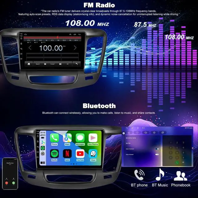Alt view image 3 of 4 - Upgrade Car Radio for Chrysler 200 200C 200S 2015 2016 2017, Android 13 System Chrysler 200C Stereo Wireless CarPlay & Android Auto, 9 Inch ISP TouchScreen, Bluetooth 5G WiFi GPS Navigation, 4Core 64G