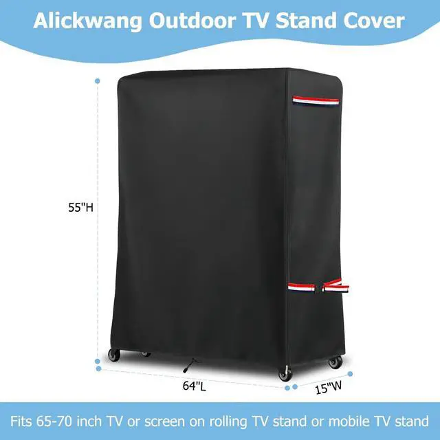 Alt view image 2 of 4 - 64 Inch Waterproof Outdoor TV Trolley Cover,Heavy Duty 600D Rolling TV Stand Cover with Zipper for 65-70 Inch TV,Patio TV Protector Covers for Portable TV Stand On Wheels,64"Lx15"Wx55"H