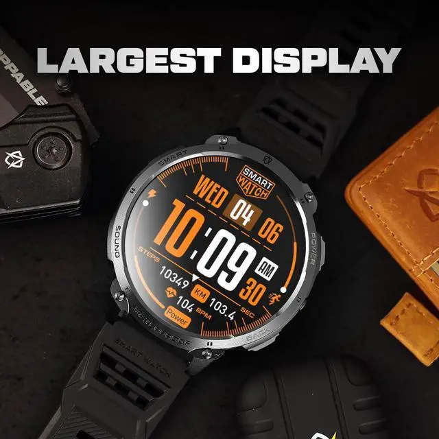 Alt view image 2 of 4 - Bravo XL 2 Smartwatch for Men, Big Face Tactical Smart Watch, 720mAh 21-Day Battery, AMOLED Display, Built-in Flashlight, Bluetooth Calling, IP68 Water Resistant, for Android iPhone