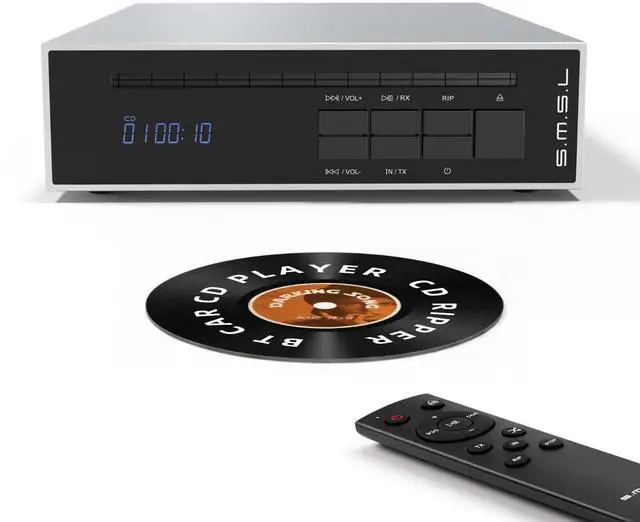 Main image of SMSL PL20 HiFi CD Player for Home, CD Ripper, Bluetooth Car CD Players, 2*CS43131 Chip, USB Drive/Bluetooth Input RCA/BT/3.5mm/4.4mm Balanced/Optical/Coaxial Digital Output, Silver