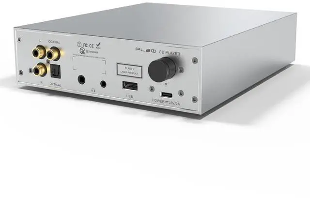 Alt view image 2 of 4 - SMSL PL20 HiFi CD Player for Home, CD Ripper, Bluetooth Car CD Players, 2*CS43131 Chip, USB Drive/Bluetooth Input RCA/BT/3.5mm/4.4mm Balanced/Optical/Coaxial Digital Output, Silver