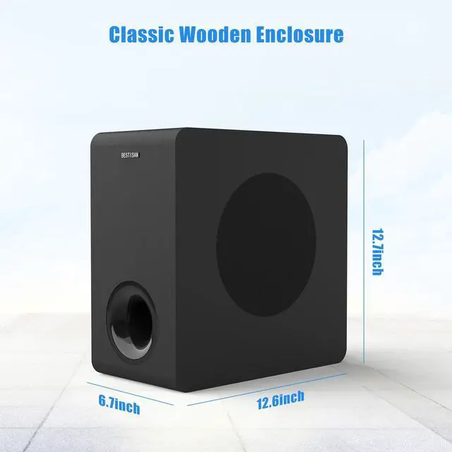 Alt view image 4 of 4 - Powered Subwoofer, 6.5'' Side Firing Home Audio Sub, Deep Bass Response Subwoofers, Easy Setup with Home Theater Systems, TV, Speakers, RCA, LFE, AUX Input, High-Level Speaker Input & Output