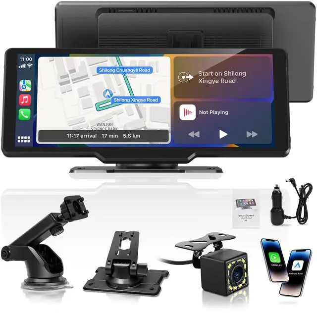 Main image of Portable Carplay Screen for Car, 10.26" Wireless Carplay Car Stereo & Android Auto, OTA Updates, Car Play Touchscreen with 1080P Backup Camera,GPS Navigation,Voice Control,5.0 Bluetooth (10.26inch)
