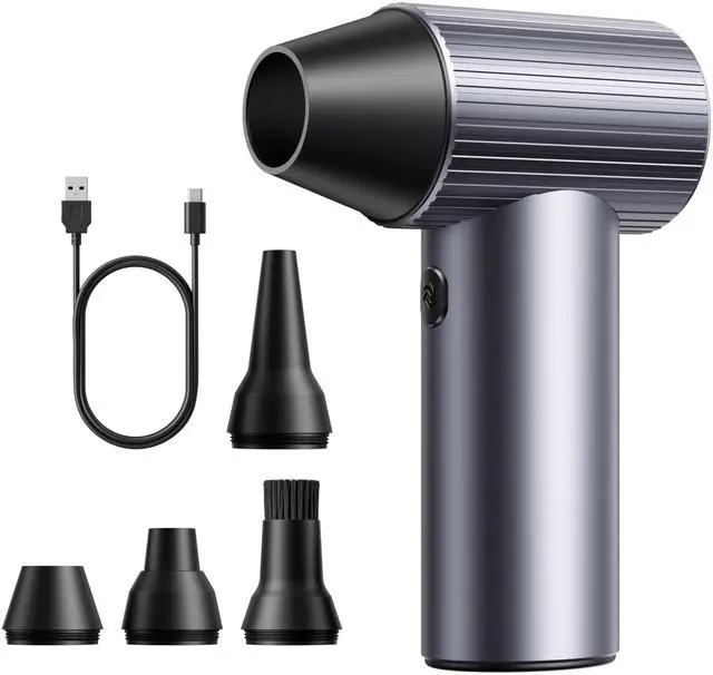 Main image of Full-Metal Jet Dry Mini Blower 300,000 RPM Electric Air Duster Rechargeable Compressed Air Blower High-Power Air Duster with 3 Speeds & 4 Nozzles for Keyboards, Car and Outdoors Cleaning