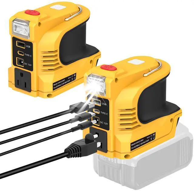 Main image of Real 220W Power Inverter Compatible with DeWalt 20V Battery, DC 20V to AC 110V-120V Portable Power Station with 1 AC Outlet, 1 USB & Type-C, 1 12V DC & 200LM LED (No Battery)