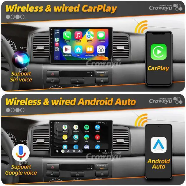 Alt view image 2 of 4 - for Toyota Corolla 2004-2008 Radio Compatible with Wirelessly Carplay Android Auto,Car Stereo Upgrade Android Bluetooth Navigation Touchscreen GPS FM Multimedia Player Backup Camera Head Unit