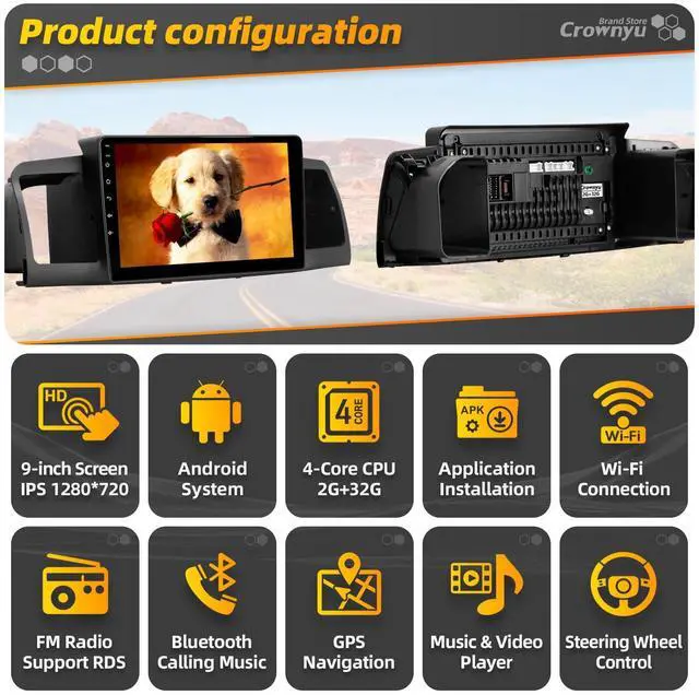 Alt view image 3 of 4 - for Toyota Corolla 2004-2008 Radio Compatible with Wirelessly Carplay Android Auto,Car Stereo Upgrade Android Bluetooth Navigation Touchscreen GPS FM Multimedia Player Backup Camera Head Unit